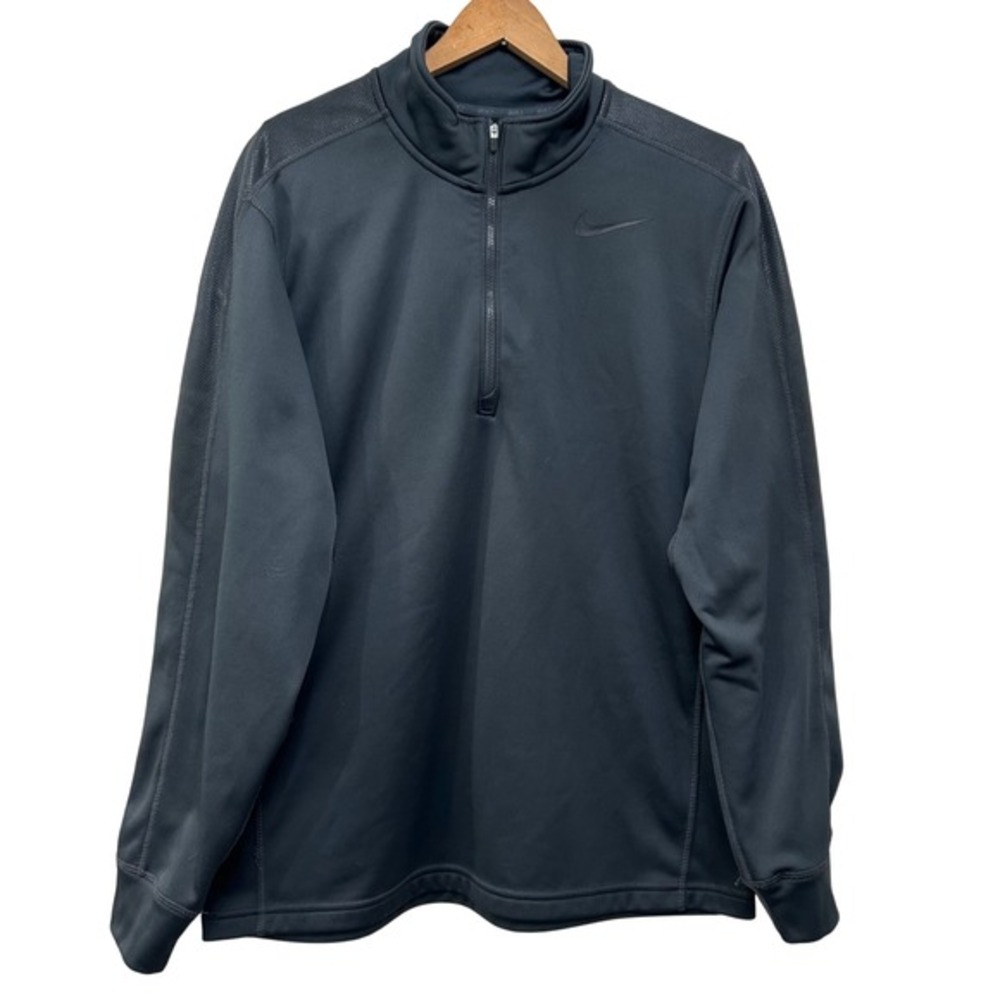 Nike Sportswear Men's L Charcoal Black Fleece Lined 1/4 Zip Pullover Jacket